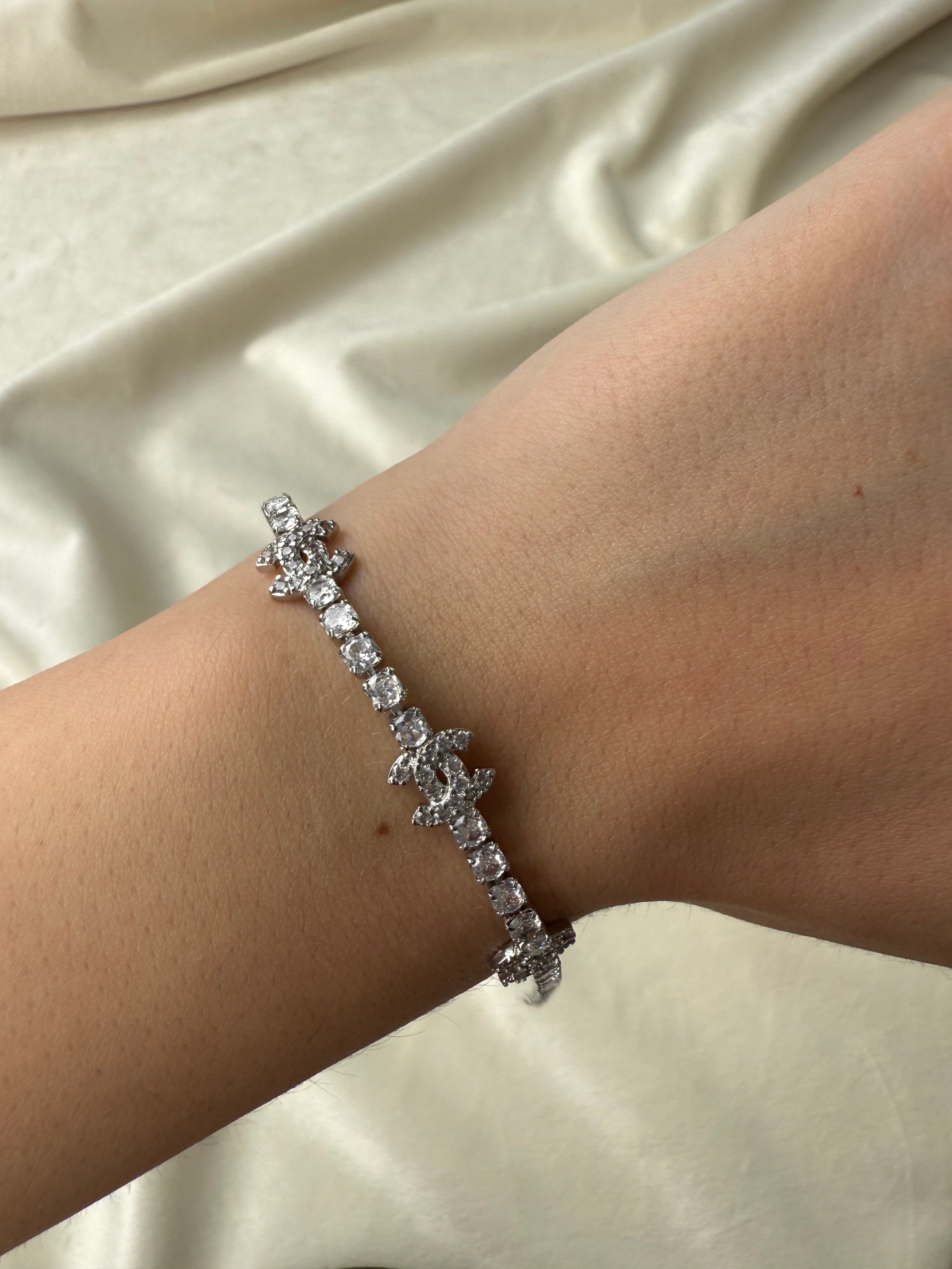 Byzylyk tenis Chanel silver